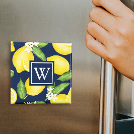 Botanischer Lemon Navy Blue Magnet