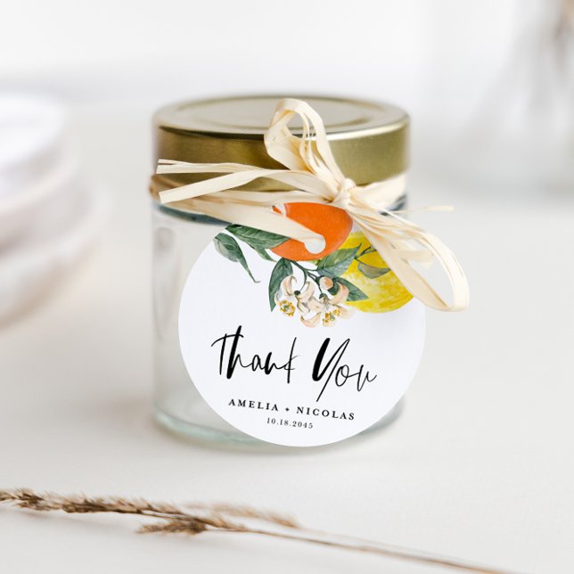 Botanischer Lemon und Orange Wedding Vielen Dank Geschenkanhänger (Von Creator hochgeladen)