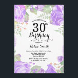 Botanischer Lila Blumenkohl 30. Geburtstag Einladu Einladung<br><div class="desc">Botanische Lila Flora 30. Geburtstag Einladung. Blumenrosa-Erbsen Geburtstag Einladung für Frauen. Aquarell Floral Blume. Elegante Blume aus Rosa und Peony. Erwachsener Geburtstag. Weißer HintergrundSchwarz und Weiß. 13. 15. 16. 18. 20. 21. 30. 40. 50. 60. 70. 80. 90. 100. jedes Alter.Für weitere Anpassungen klicken Sie bitte auf die Schaltfläche "Anpassen"...</div>