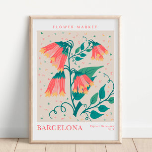 Botanischer Markt für Blumen Barcelona Poster