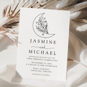 Botanischer Mondfisch und Sterne Hochzeit Einladung