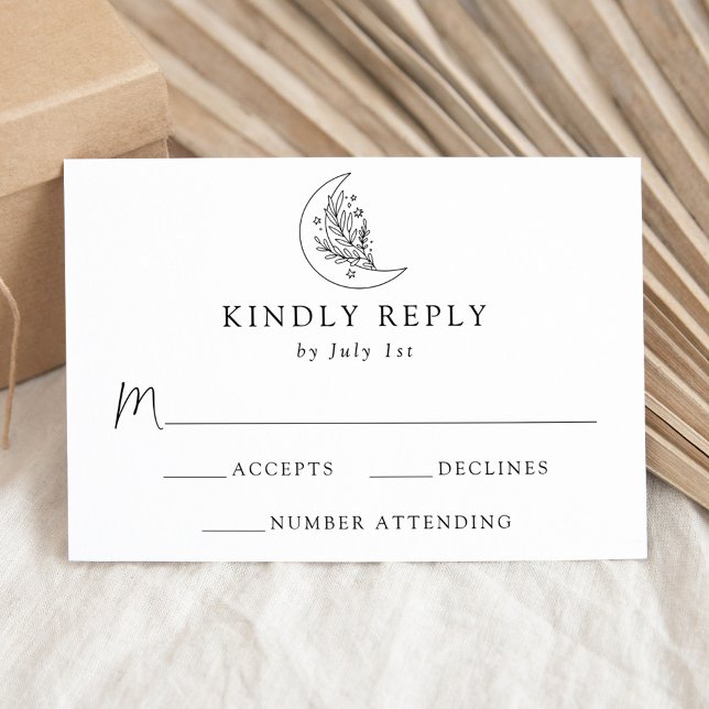 Botanischer Mondfisch und Sterne Hochzeit RSVP Karte (Von Creator hochgeladen)