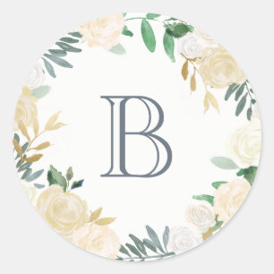 Botanischer Monogramm-Aufkleber Runder Aufkleber