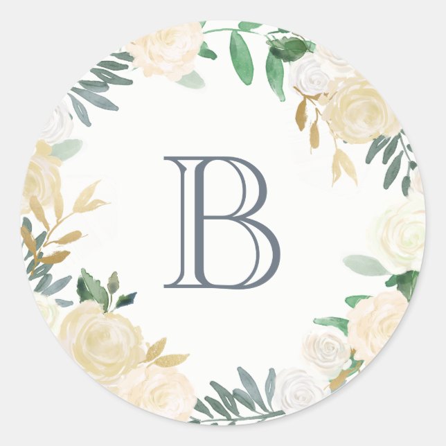 Botanischer Monogramm-Aufkleber Runder Aufkleber (Vorderseite)