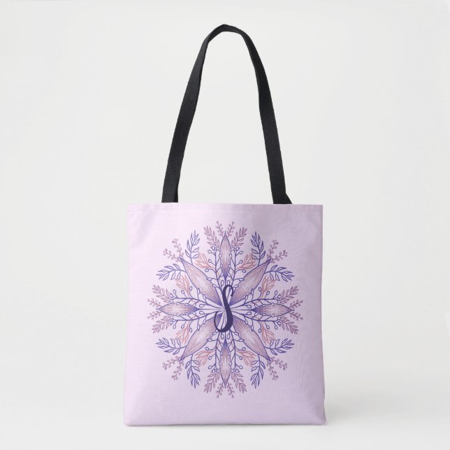 Botanischer Monogramm-Cogagecore boho blumenrosa Tasche (Vorderseite)