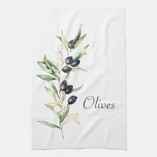Botanischer Olive Branch Badetuch Geschirrtuch (Vertikal)
