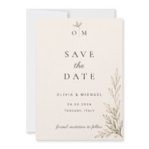 Botanischer Olivenzweig Save-the-Date-Karte 