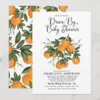 Botanischer Orange Citrus Drive Thru Baby Dusche