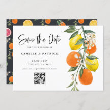 Botanischer Orange- und Lemon-QR-Code Save the Dat