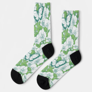 Botanischer Orchideengarten mit Schmetterlingen in Socken