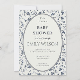 Botanischer ovaler Rahmen Baby Shower Einladung