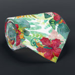 Botanischer Palmenblättriger Tropenwald mit Hibisk Krawatte<br><div class="desc">Tropical Watercolor Botanical Palm Leaf & Hibiskus Design,  mit lustigen trendigen modernen Muster! Karo in meinem Shop,  um dieses Design auf vielen Produkten zu sehen!</div>