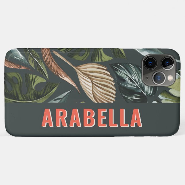 Botanischer personalisierter Name des tropischen B Case-Mate iPhone Hülle (Rückseite (Horizontal))
