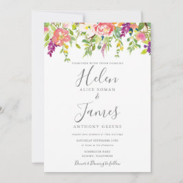 Botanischer Pfirsichblumen Einladung zur Hochzeit