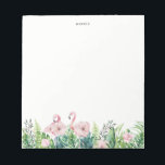 Botanischer Pink Flamingo Blumengarten Custom Notizblock<br><div class="desc">Botanischer rosa Flamingo Blumengarten Benutzerdefinierter Notepad | Ein feminin und whimsical Notizblock Aquarellbilder von rot-rosa Blume,  Flamingo und tropischen Blätter. Dies wird ein perfekter tropischer Akzent für Ihr Büro.</div>