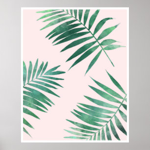 Botanischer Plakatdruck des Grüns und des Rosas Poster