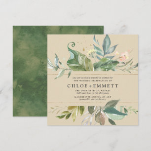 Botanischer Platz-Hochzeit vom Gold Pink Floral Bo Einladung