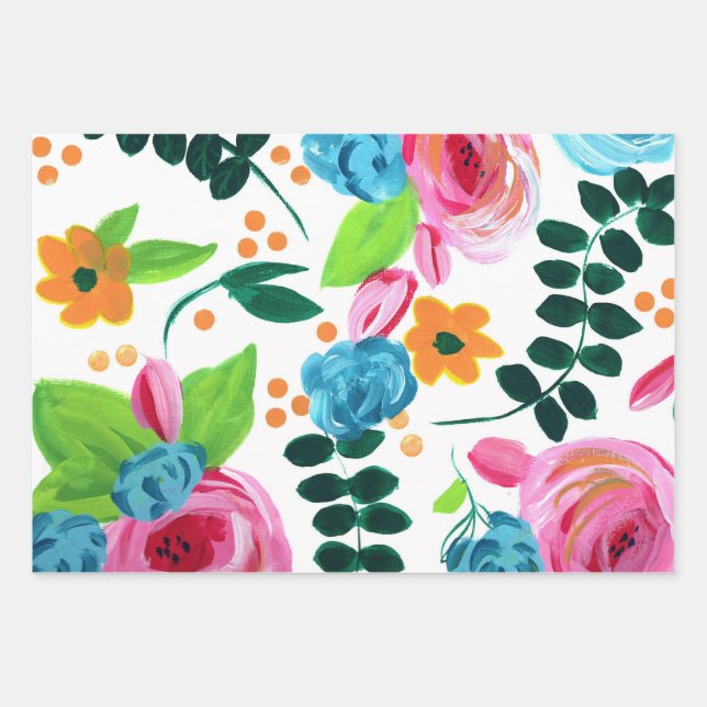 Botanischer Pop Geschenkpapier Set (Vorderseite)