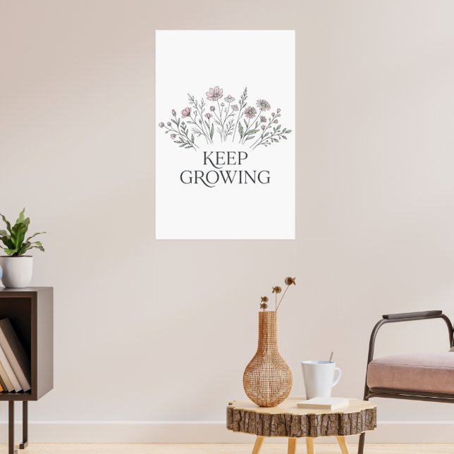 Botanischer Poster 'Keep Growing Wildflower' (Wohnzimmer 3)