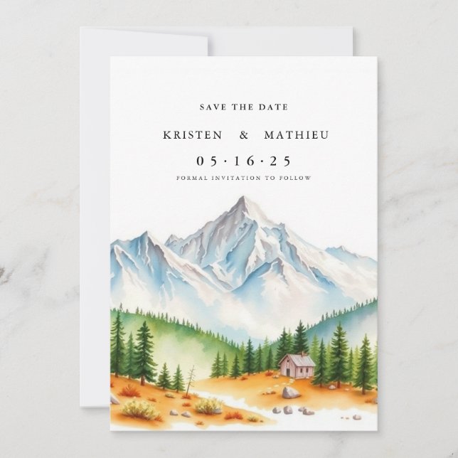 Botanischer Printable Mountain Save The Date (Vorderseite)