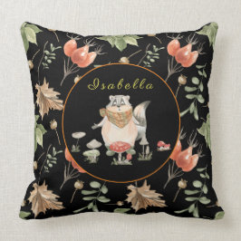Botanischer Raccoon Anpassen von Text, Farbe 20 "X Kissen