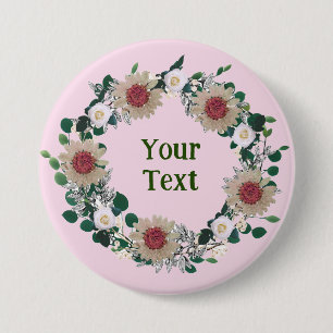 "Botanischer rosa Blumenreath Lapel Akzent Button