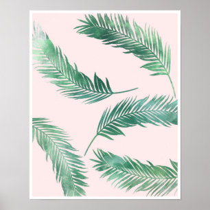 Botanischer rosa und grüner Naturplakatdruck Poster