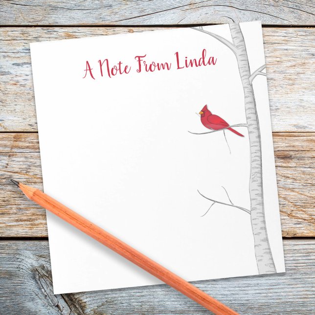 Botanischer Roter Kardinal Elegantes Winterwald Notizblock (Watercolor winter red cardinal birch tree notepad
)