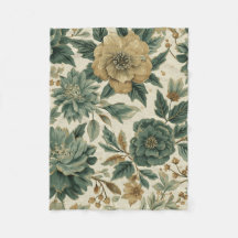 Botanischer Salbei Celadon Waldgrün Gold Floral