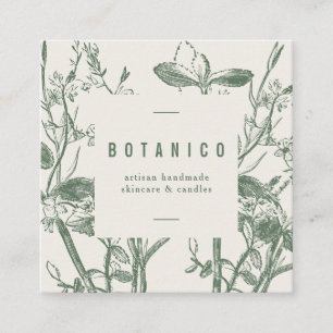 Botanischer Salbei Creme Floral Einfach Elegant Quadratische Visitenkarte