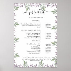 Botanischer Salon-Preisliste Poster