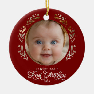 Botanischer Scherenschnitt zum ersten Weihnachten  Keramik Ornament