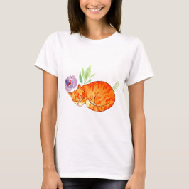 Botanischer Schlummer: Wasserfarben-Tabby in paste T-Shirt