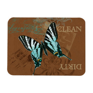 Botanischer Schmetterling Vintag sauber Geschirrsp Magnet