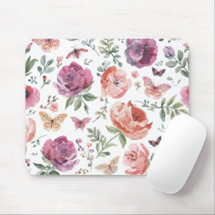 Botanischer Schmetterlingsgarten Wasserfarbe Flora Mousepad