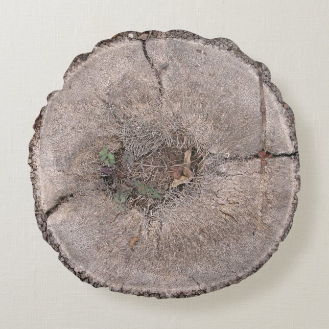 Botanischer Schnitt Palme Tree Bark Foto Rundkisse Rundes Kissen (Vorderseite)