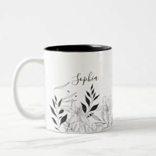 Botanischer schwarz-weißer Name Zweifarbige Tasse