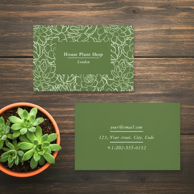 Botanischer Shop für Pflanze im grünen Haus Visitenkarte (Green House plant shop botanical Business Card.)