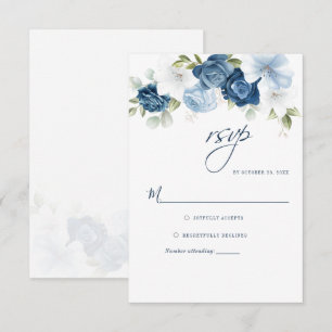 Botanischer staubblauer Schriftblumen grün RSVP Karte