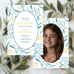 Botanischer Stern-Bar Bat Mitzvah-Foto Einladung