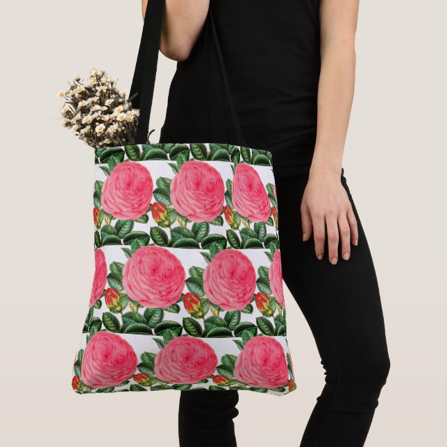 Botanischer Strand mit rosa Rosen oder täglich Tasche (Von Nahem)