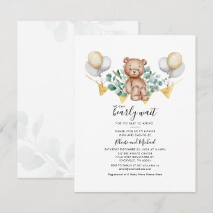 Botanischer süßer Bär Eukalyptus Paare Baby Shower Einladung