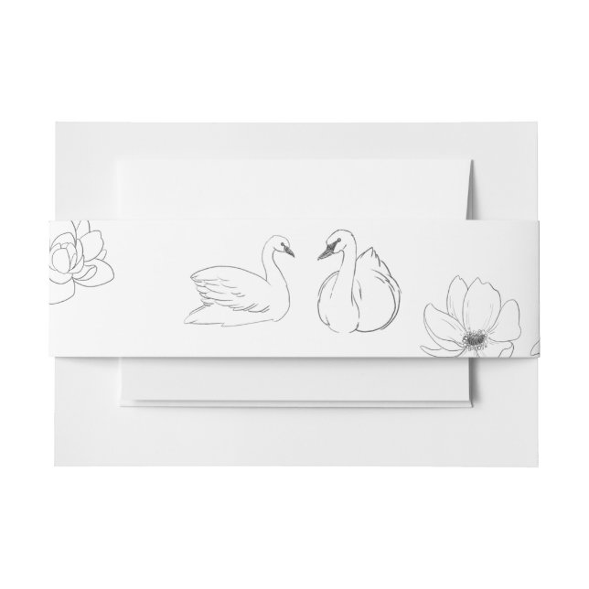 Botanischer Swan Wedding Einladung Bly Band (Vorderseite Beispiel)