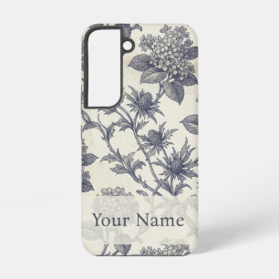 Botanischer Toile-Stoff Hortensie & Stranddistel Samsung Galaxy Hülle