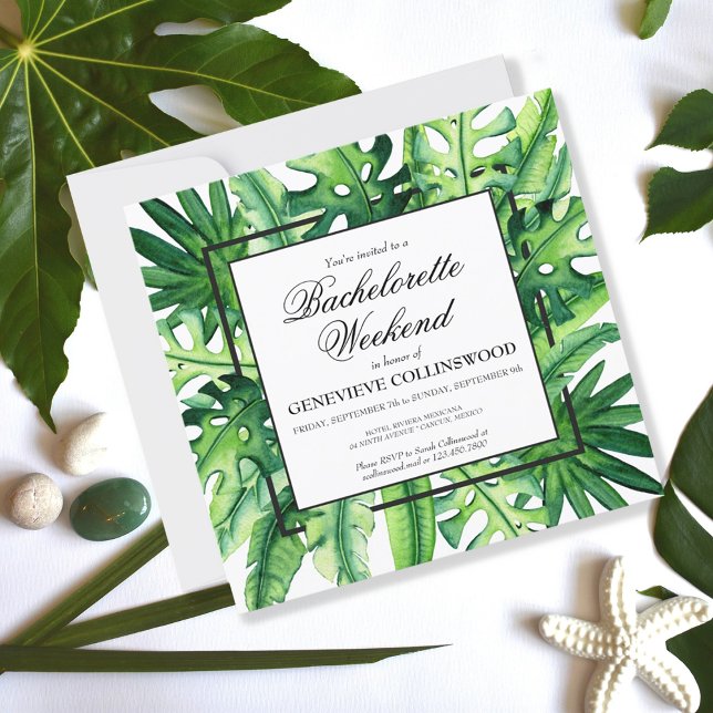 Botanischer Tropen Bachelorette Wochenende Einladung (Von Creator hochgeladen)
