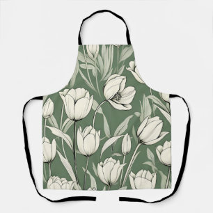Botanischer Tulip auf dem Bildschirm grün Schürze