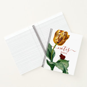 Botanischer Tulip auf weißem Notebook Notizbuch