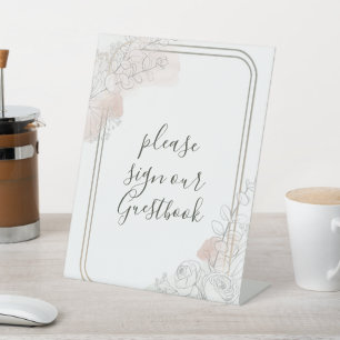 Botanischer Umriss Salbei & Rosafarbenes Florales  Sockelschild