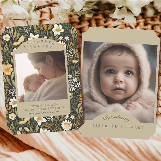 Botanischer Vintager Herbst 2 Foto Geburtsankündig Einladung (Von Creator hochgeladen)