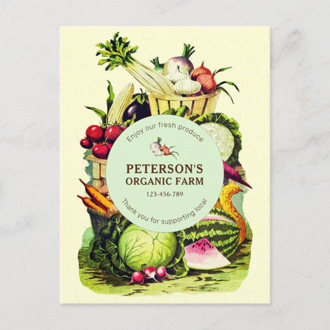 Botanischer Vintager lokaler pflanzlicher Bauer Postkarte (Vorderseite)